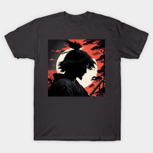 Stylish Samurai warrior silhouette T-Shirt